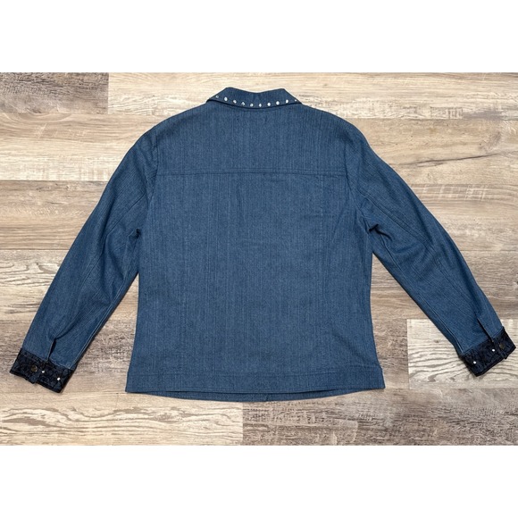 Vtg Y2K Fleur De Lis Western Denim Jacket Button Down Shirt Cowgirl sz M - Picture 6 of 6